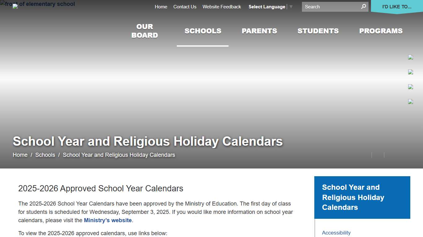 School Year and Religious Holiday Calendars - TVDSB